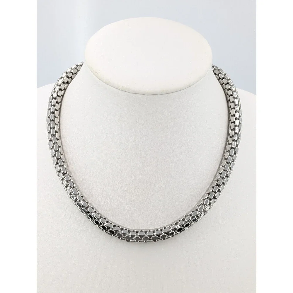 Banana Republic Silver Tone Chunky Chain Rhinestone Collar Necklace 122g 9.0mm